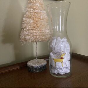Pottery Barn-Rudolph The Reindeer-Discontinued- Glass Carafe- Christmas Holiday